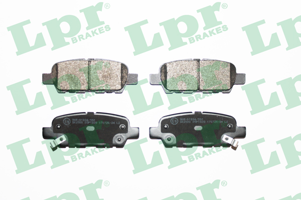 Jeu de 4 plaquettes de frein arrière LPR 05P1839 - OtoParts.ma